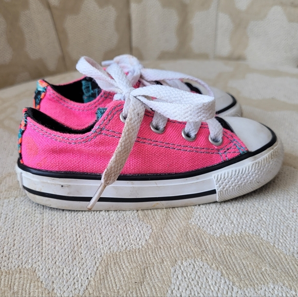 CONVERSE CHUCK TAYLOR ALL STAR LACES SNEAKERS DOUBLE TONGUE PINK LITTLE KIDS 6 - Picture 3 of 13